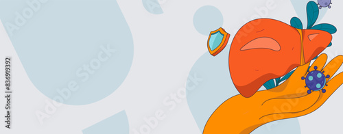 National Liver Protection Day Medical Characters Flat Vector Concept Operation Hand Drawn Illustration
