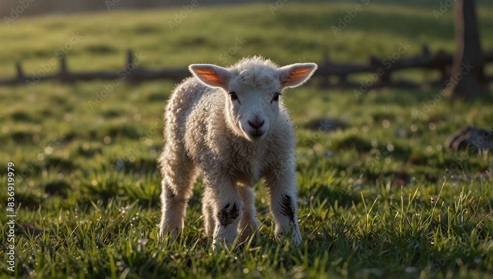 The tender moment of a newborn lamb taking its first hesitant steps on a dew-kissed meadow in the early days of spring ai_generated The tender moment of a newborn lamb taking its first hesitant steps on a dew-kissed meadow in the early days of spring ai_generated