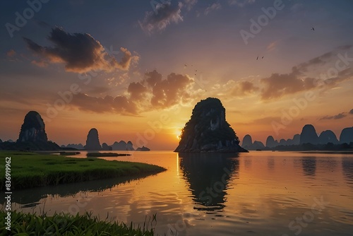 Guangdong yangjiang 4 a scenic spot of sunset scene 8k photo