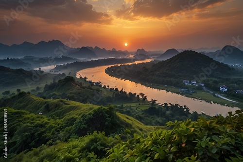 Guangdong yangjiang 4 a scenic spot of sunset scene 8k photo