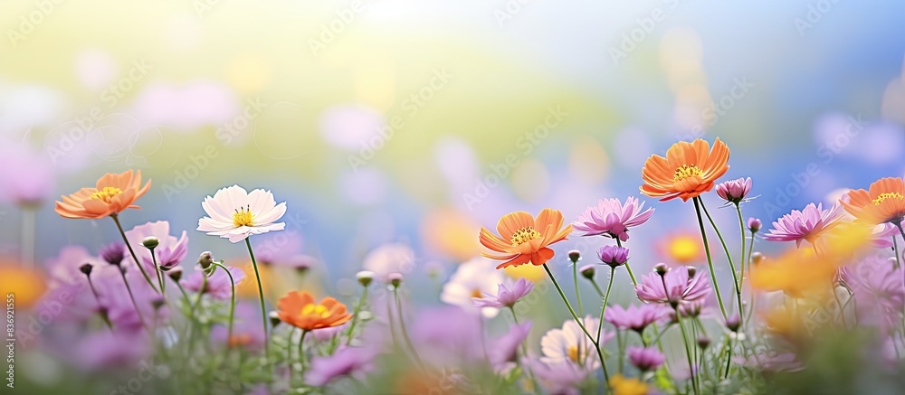 Obraz premium Blurry images showcasing beautiful flowers, fresh plants, and blooming flowers with copy space image.