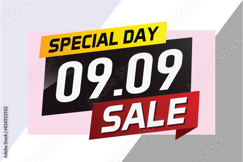 9.9 Special day sale word concept vector illustration with ribbon and 3d style for use landing page, template, ui, web, mobile app, poster, banner, flyer, background, gift card, coupon

