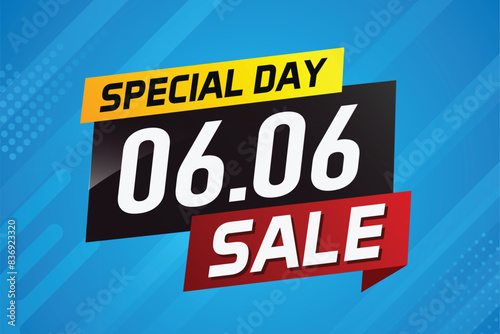 6.6 Special day sale word concept vector illustration with ribbon and 3d style for use landing page, template, ui, web, mobile app, poster, banner, flyer, background, gift card, coupon

