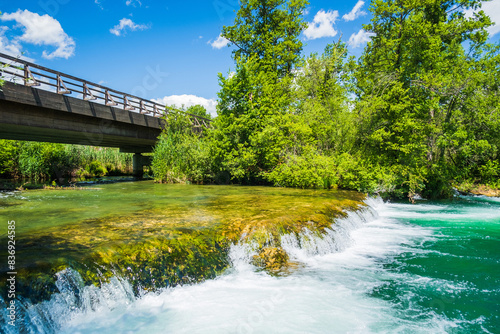 Beautiful green Mreznica river in Belavici village in Croatia, natural landscape photo