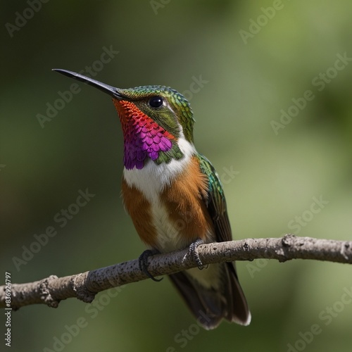Vividly colourful having bird on nature