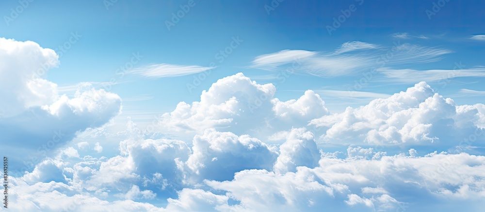 Daytime sky with a mix of clouds and clear patches featuring a copy space image. Daytime sky with a mix of clouds and clear patches featuring a copy space image.