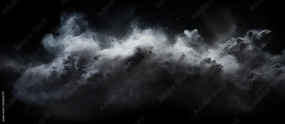 Obraz premium Abstract real dust floating over black background.