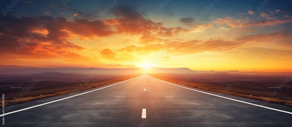 Obraz premium Sunset Highway with a breathtaking view and room for a copy space image.