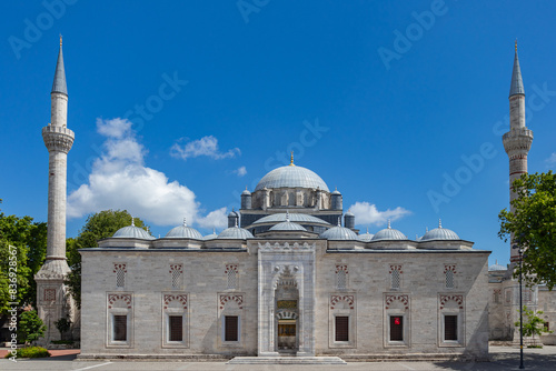 Bayezid mosque located in Beyazıt square. Symmetrical view of the mosque from the square.