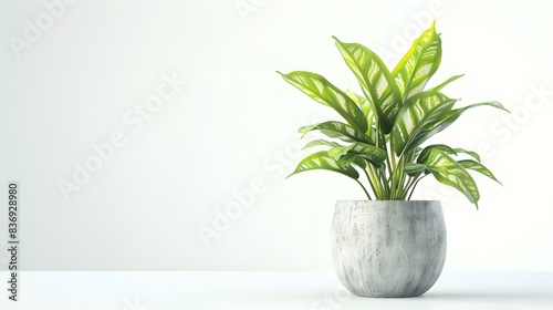 3d realistic vector icon illustration potted plant for the interior. Isolated on white background.
