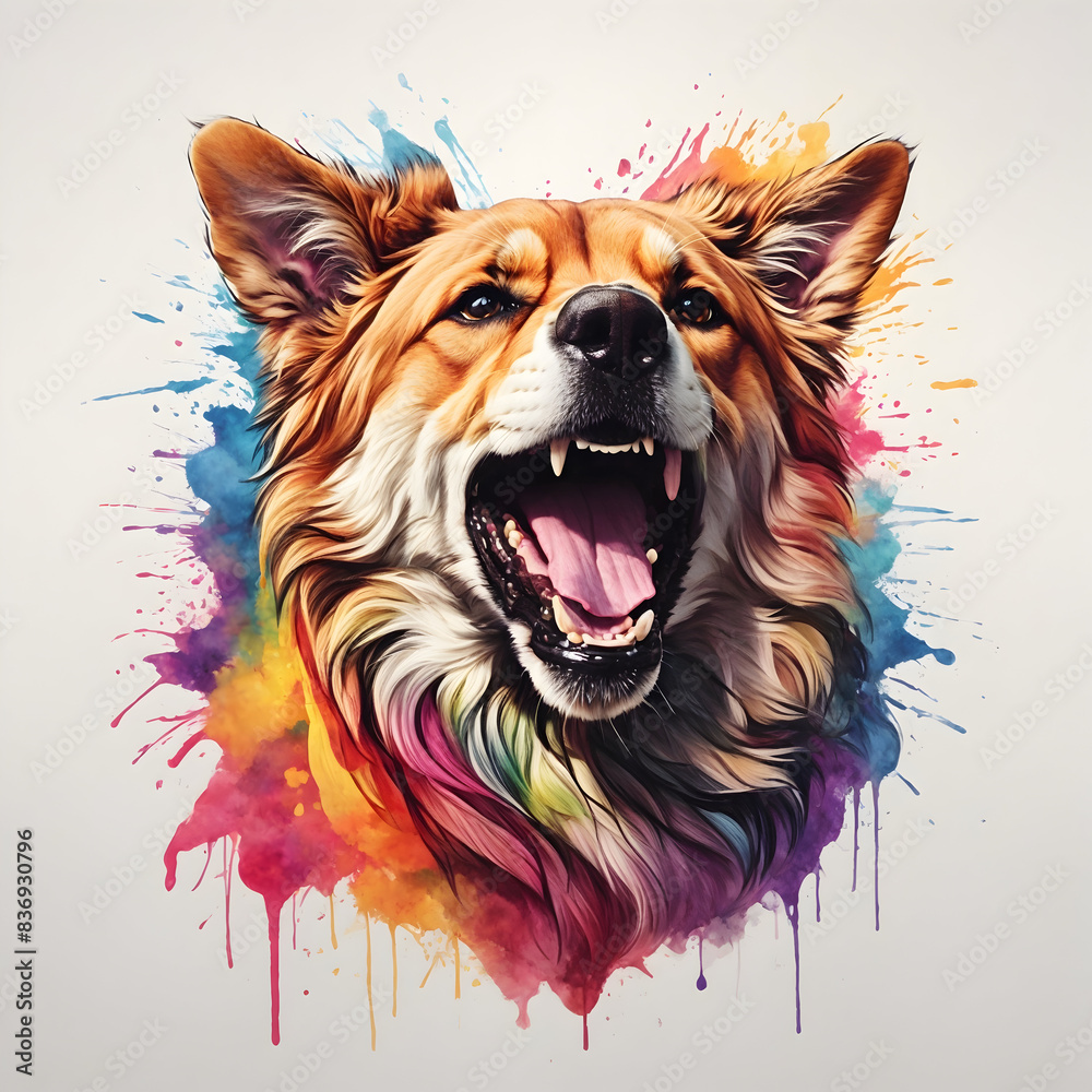 Naklejka premium Hand drawn a dog head mascot logo with colorful style for t-shirt design