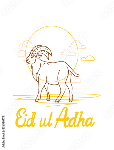 vector illustration. Muslim holiday Eid al-Adha. the sacrifice a ram or white and black sheep. graphic design decoration kurban bayrami. month lamb and a lamp.Translation from Arabic: Eid al-Adha