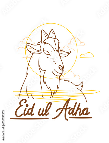 vector illustration. Muslim holiday Eid al-Adha. the sacrifice a ram or white and black sheep. graphic design decoration kurban bayrami. month lamb and a lamp.Translation from Arabic: Eid al-Adha