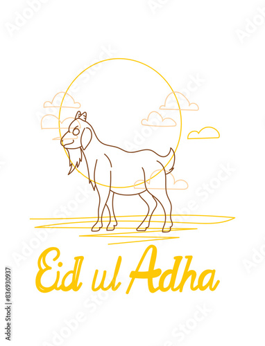 vector illustration. Muslim holiday Eid al-Adha. the sacrifice a ram or white and black sheep. graphic design decoration kurban bayrami. month lamb and a lamp.Translation from Arabic: Eid al-Adha