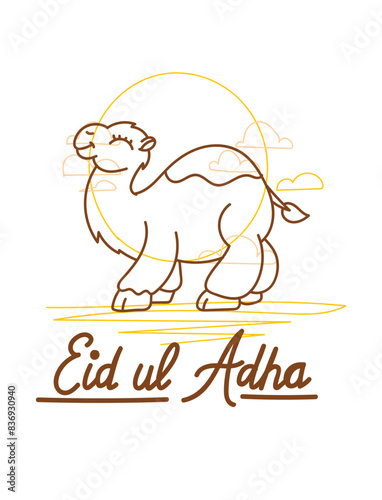 vector illustration. Muslim holiday Eid al-Adha. the sacrifice a ram or white and black sheep. graphic design decoration kurban bayrami. month lamb and a lamp.Translation from Arabic: Eid al-Adha