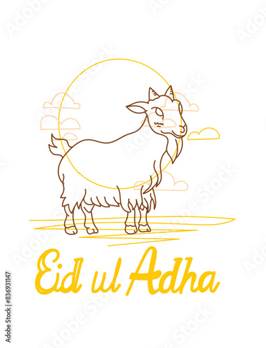 vector illustration. Muslim holiday Eid al-Adha. the sacrifice a ram or white and black sheep. graphic design decoration kurban bayrami. month lamb and a lamp.Translation from Arabic: Eid al-Adha