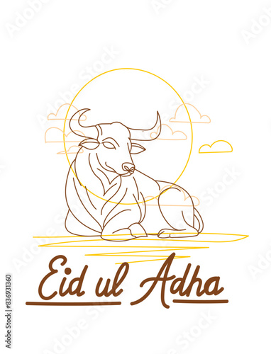vector illustration. Muslim holiday Eid al-Adha. the sacrifice a ram or white and black sheep. graphic design decoration kurban bayrami. month lamb and a lamp.Translation from Arabic: Eid al-Adha