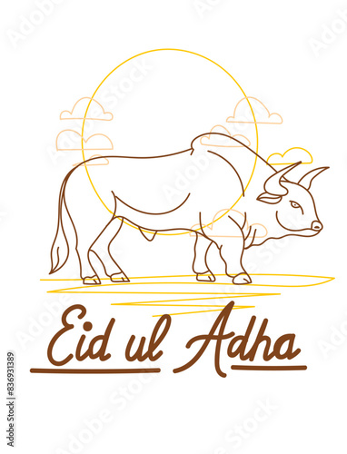 vector illustration. Muslim holiday Eid al-Adha. the sacrifice a ram or white and black sheep. graphic design decoration kurban bayrami. month lamb and a lamp.Translation from Arabic: Eid al-Adha