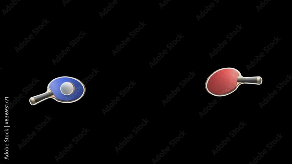 Two athletes with a red and blue racket play table tennis and hit a white ball. Table tennis concept. Stop motion animation in Cardboard style on transparent background Two athletes with a red and blue racket play table tennis and hit a white ball. Table tennis concept. Stop motion animation in Cardboard style on transparent background