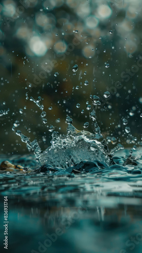 close-up water splash  drops  rain