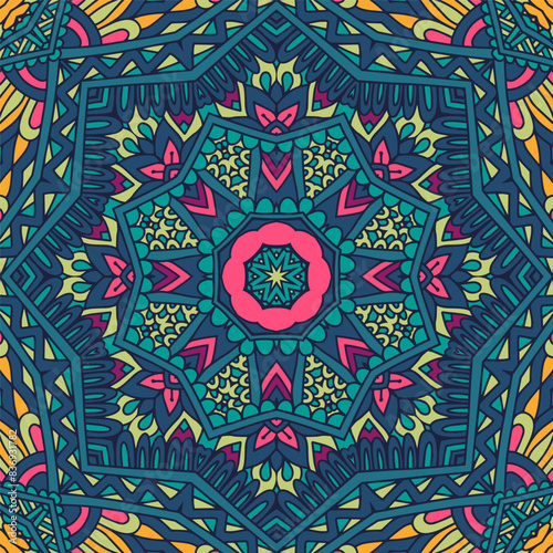 Mandala vector seamless pattern mandala art. Flower medallion print. Psychedelic carnival poster
