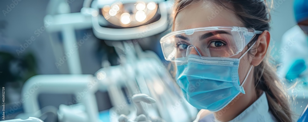 Dentist Wearing Protective Gear in Clinic Dentist Wearing Protective Gear in Clinic