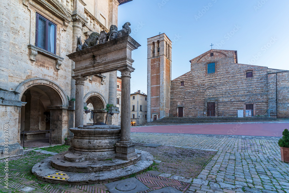 Fototapeta premium Main Square view in Montepulciano Town of Italy