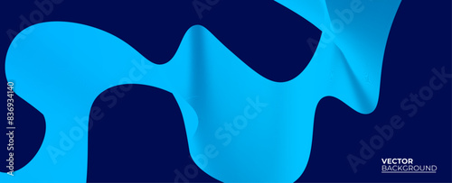 Smooth flow of wavy shape with gradient vector abstract background, dark blue design curve line energy motion, relaxing music sound or technology. banner, cover, poster, flyer, card.