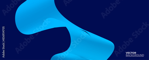 Smooth flow of wavy shape with gradient vector abstract background, dark blue design curve line energy motion, relaxing music sound or technology. banner, cover, poster, flyer, card.