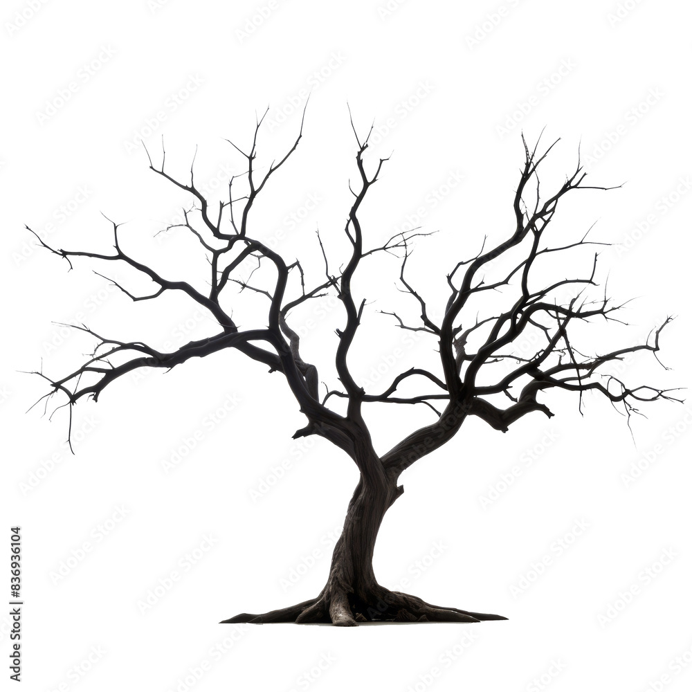 Stark Silhouette of a Lone Dead Tree Against a Tranquil Sky - A Captivating, High-Contrast Photograph Emphasizing Nature's Raw Beauty and Seasonal Change. Stark Silhouette of a Lone Dead Tree Against a Tranquil Sky - A Captivating, High-Contrast Photograph Emphasizing Nature's Raw Beauty and Seasonal Change.