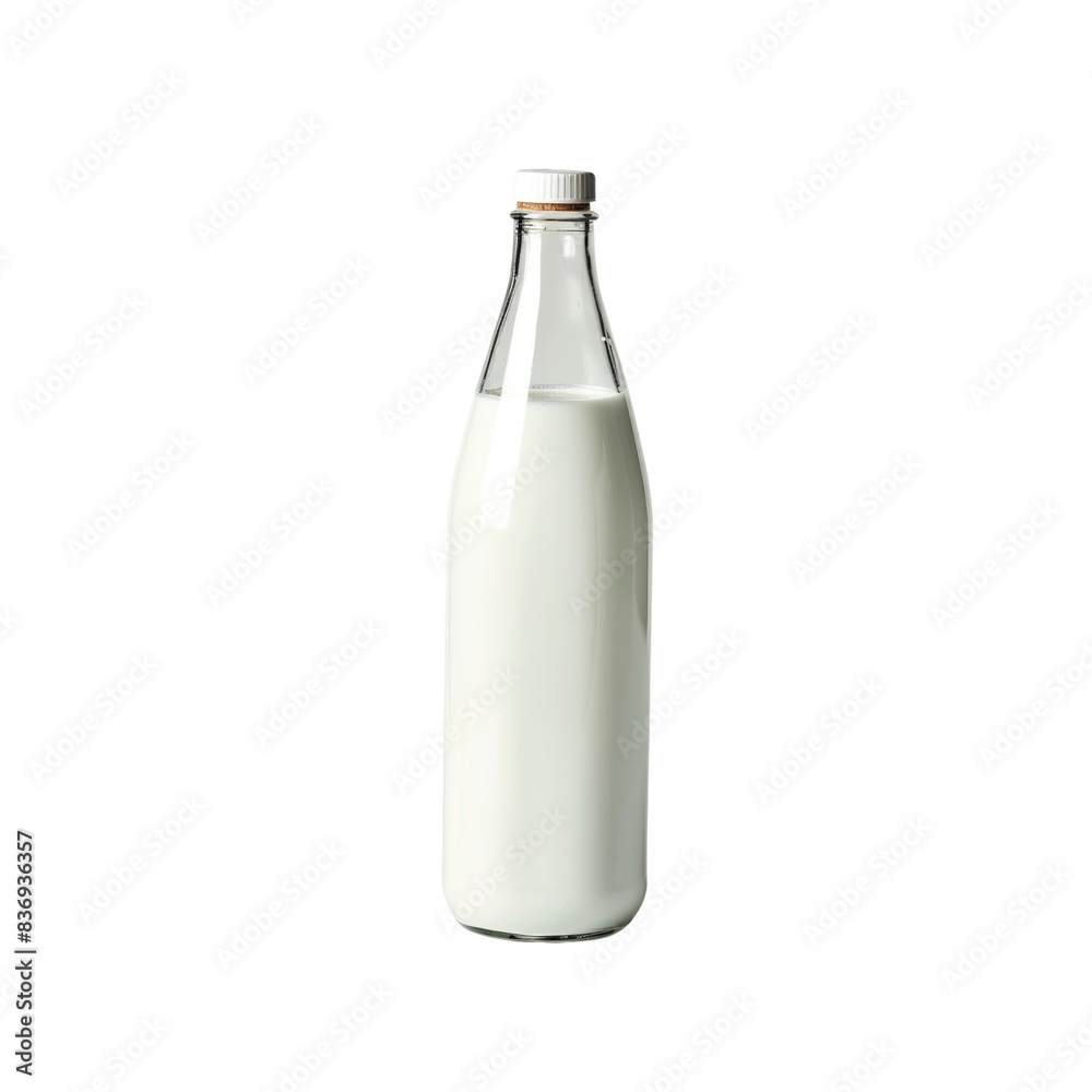 A Milk Bottle Stands In Quiet Repose, Its Contents A Promise Of Nourishment Against The Blank Canvas A Milk Bottle Stands In Quiet Repose, Its Contents A Promise Of Nourishment Against The Blank Canvas