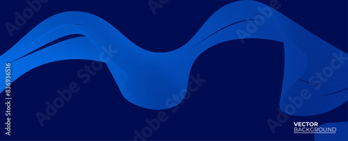 Smooth flow of wavy shape with gradient vector abstract background, dark blue design curve line energy motion, relaxing music sound or technology. banner, cover, poster, flyer, card.