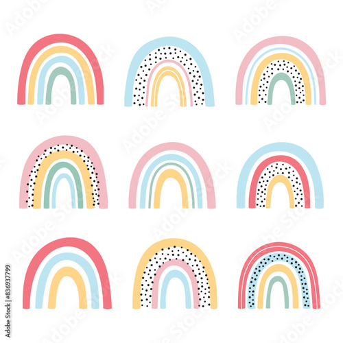 Hand drawn rainbow set
