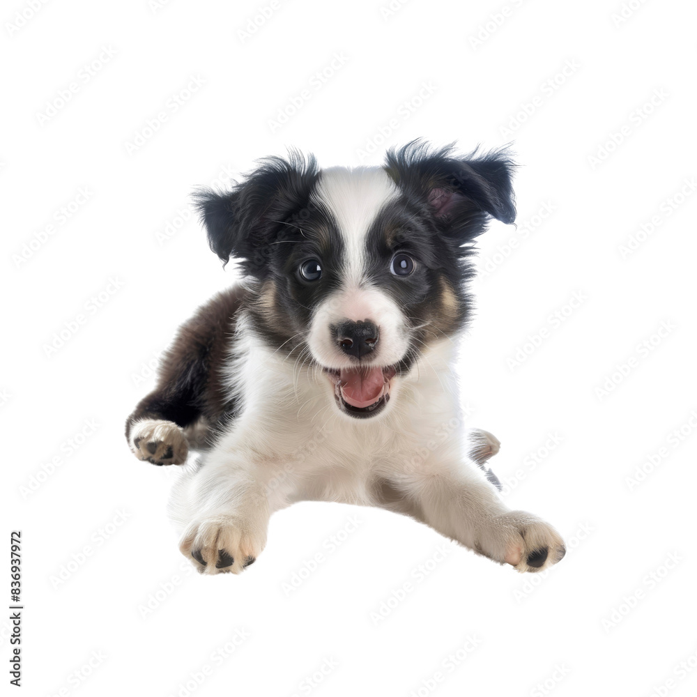 A Playful Young Border Collie Pup, Full Of Energy And Curiosity A Playful Young Border Collie Pup, Full Of Energy And Curiosity