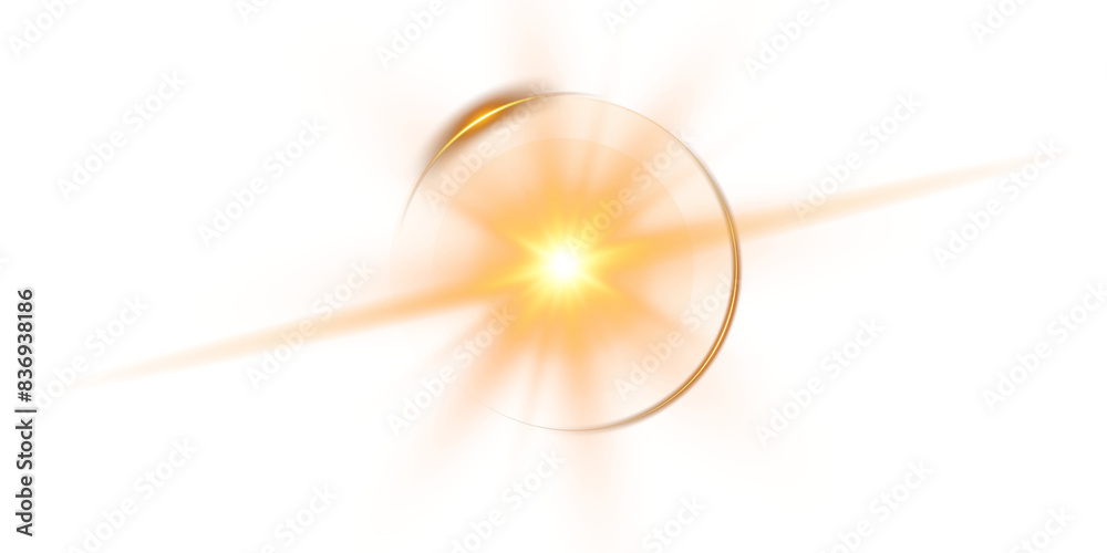 Yellow bright star and shimmering glare, transparent sunlight special lens flare light effect. Solar flare. Sun flash. Png.
Yellow bright star and shimmering glare, transparent sunlight special lens flare light effect. Solar flare. Sun flash. Png.