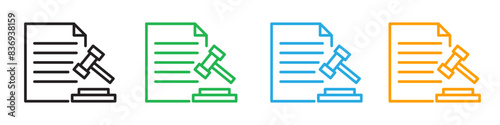Court decision icon representing legal rulings and judicial processes, suitable for law firms, courts, and legal documentation
