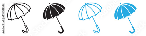 Umbrella icon depicting weather protection and preparedness, ideal for weather forecasts, outdoor activities, and travel gear