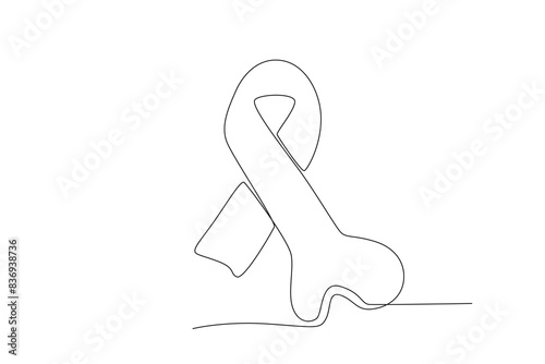 Single continuous line drawing of a Bone shape ribbon, World Osteoporosis Day concept. One line draw design vector illustration
