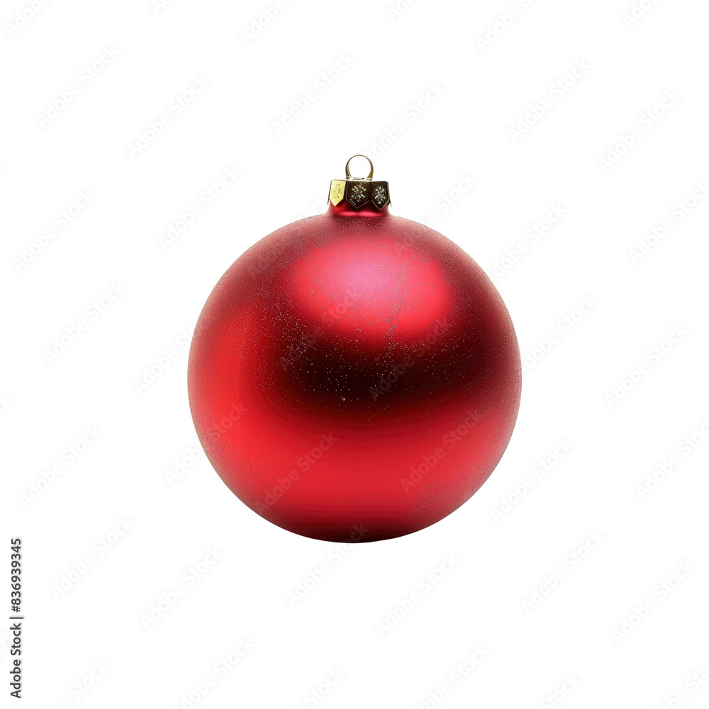 A Red Christmas Ball, Festive And Isolated On A White Background A Red Christmas Ball, Festive And Isolated On A White Background