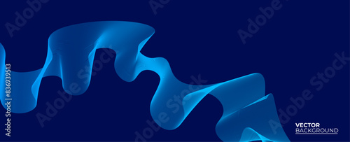 Smooth flow of wavy shape with gradient vector abstract background, dark blue design curve line energy motion, relaxing music sound or technology. banner, cover, poster, flyer, card.