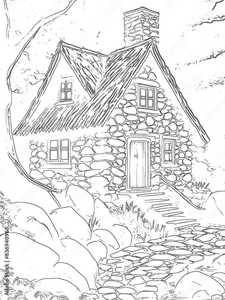 an artistic old stone house