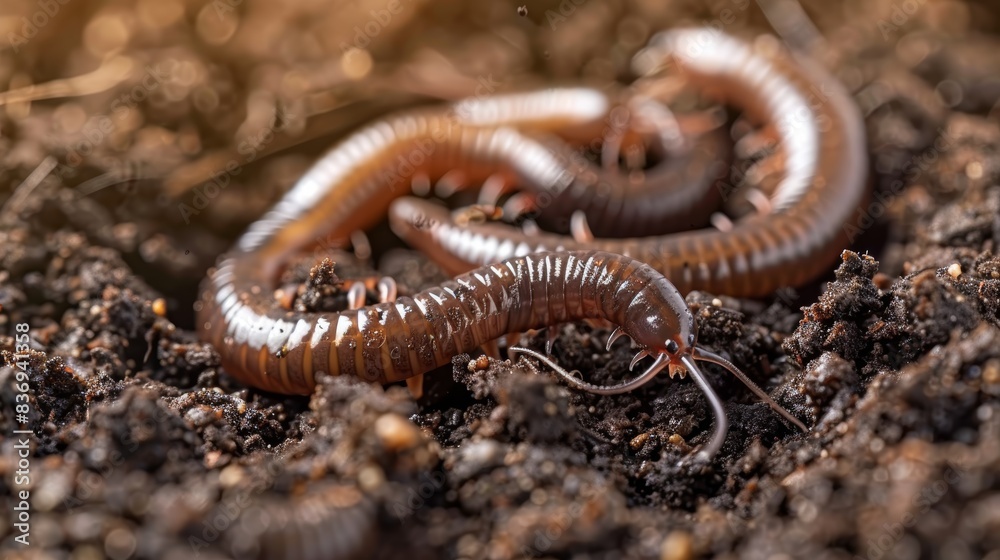 A close-up of earthworms wriggling in rich, dark soil, emphasizing the role of worms in composting and soil health. A close-up of earthworms wriggling in rich, dark soil, emphasizing the role of worms in composting and soil health.