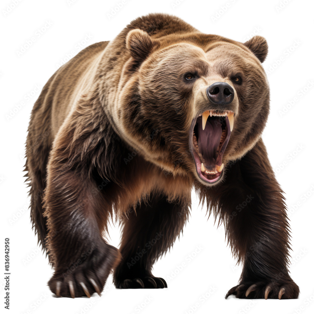 Obraz premium Majestic Grizzly Bear in Natural Habitat: Capture the raw power and serene beauty of this iconic creature.