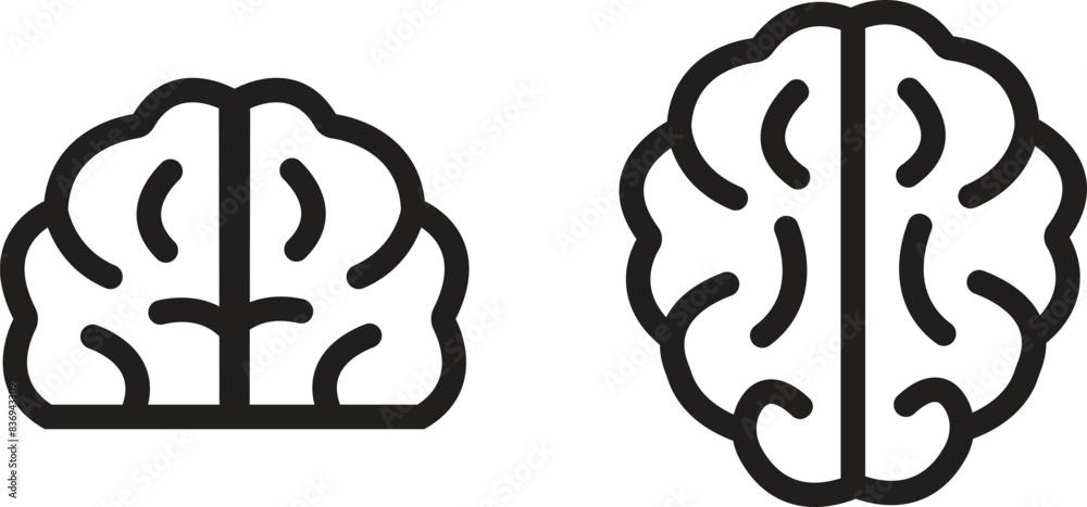 Set of Black human Brain silhouette. Brain symbols in Line styles with editable stock. Top view designs vectors template. Brainstorm think ideas Logotype concept icons isolated transparent background. Set of Black human Brain silhouette. Brain symbols in Line styles with editable stock. Top view designs vectors template. Brainstorm think ideas Logotype concept icons isolated transparent background.