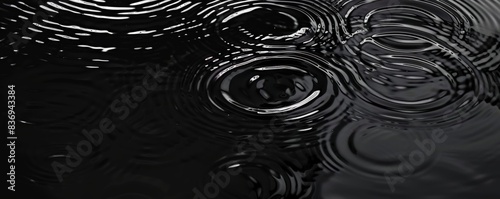 Black Water surface with gentle ripples and concentric rings, capturing the serene and refreshing essence of calm water