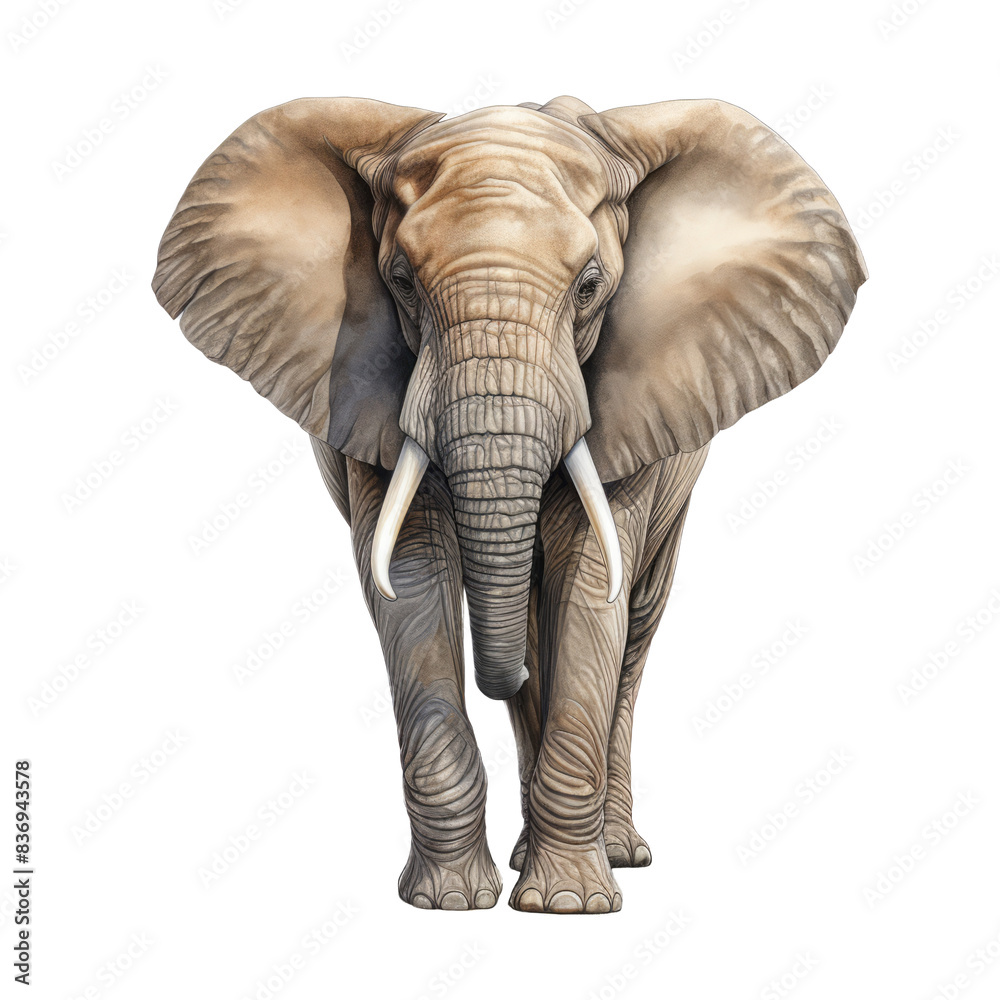 Obraz premium Stunningly Lifelike Elephant Photograph: Capture the majestic presence and intricate details of a realistic elephant in this high-resolution image, perfect for enhancing any space or project.