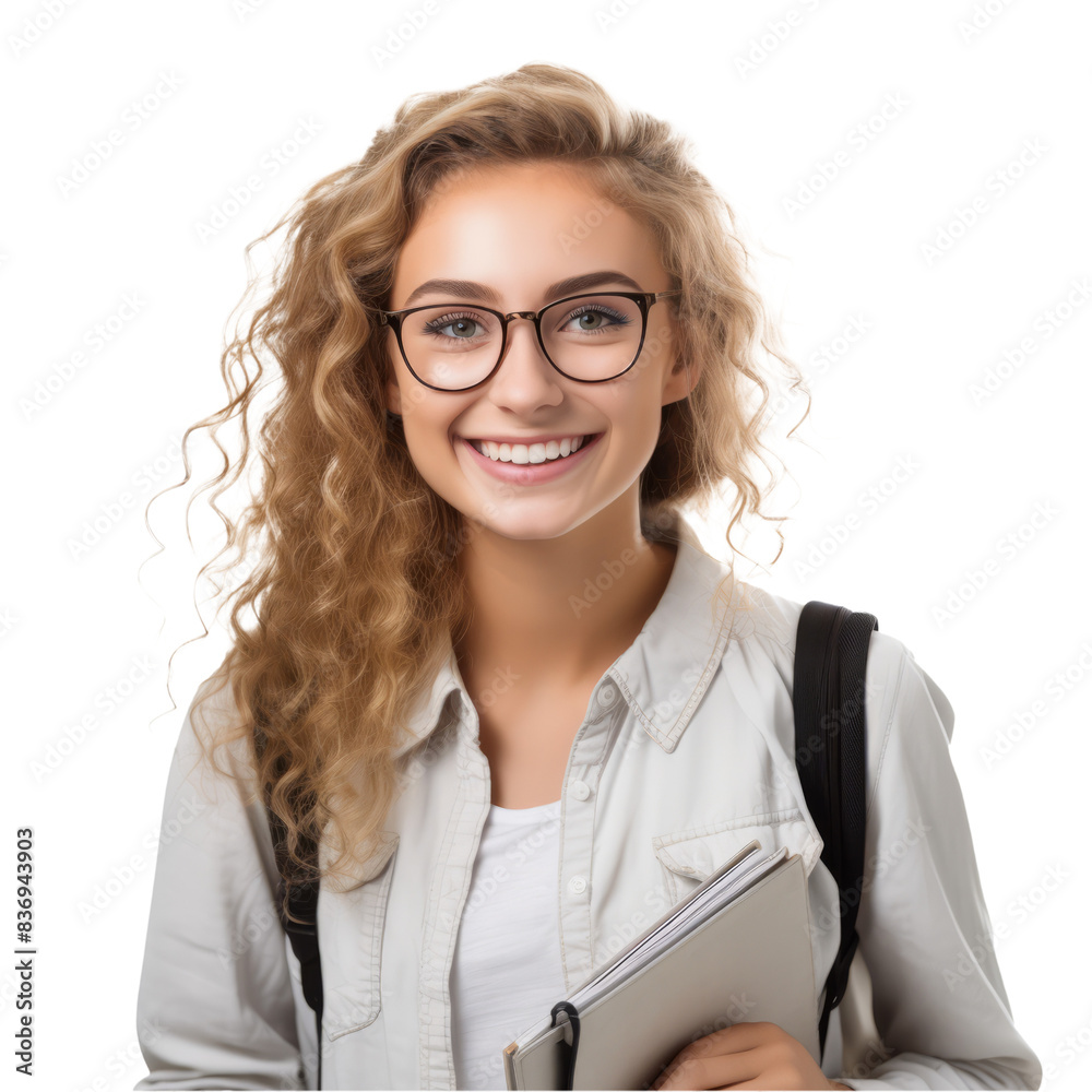 Joyful Moment: A young university student beams with a radiant smile, embodying the essence of academic and personal fulfillment.