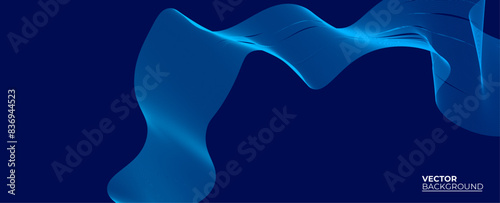 Abstract blue background with flowing lines for futuristic concept. Dynamic waves. relaxing music sound or technology. banner, cover, poster, flyer, card. vector illustration