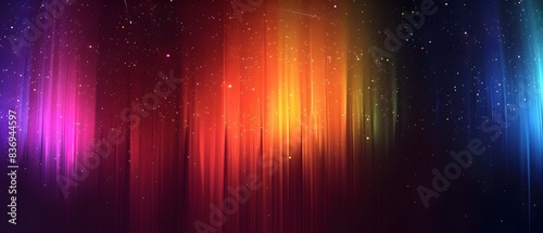 Mesmerizing Neon Gradient Rainbow Lights with Ethereal Auroras and Glimmering Stars in the Night Sky