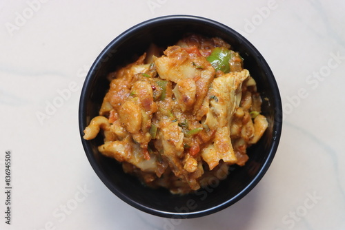 Oyster mushroom masala, pleurotus mushroom curry, cooked in Indian sauce photo